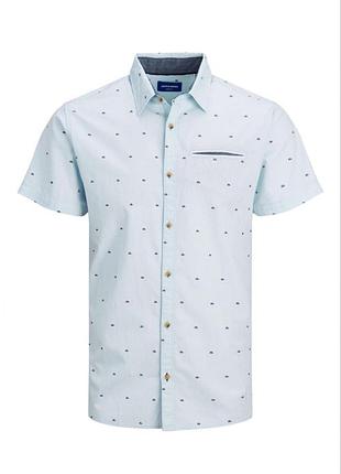 Рубашка jorsolar shirt ss 12187984 cashmere blue jackandamp;jones l голубой 12187984-cashmere blue l