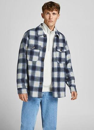 Куртка jorollie check shirt jacket ls ln 12198798-navy blazer-detail:/check jackandamp;jones l темно-синій 12198798-navy