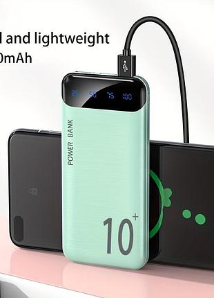 Внешний аварийный портативный павербанк большой емкости 10000mah, 5v2.1a портативное usb-зарядное устройство, подходит для