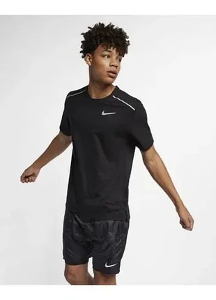 Nike (s) dri-fit miler running термо футболка мужская черная беговая сп