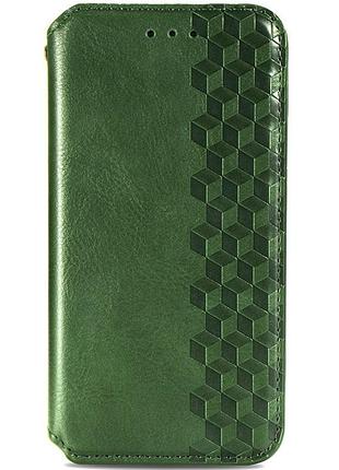 Шкіряний чохол-книжка getman cubic (pu) для xiaomi redmi note 12 4g зелений