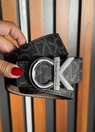 Ремень calvin klein one черный + серебро