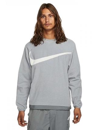 Кофта nike club+ mens fleece winterized crew grey dq4894-073