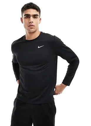 Nike (m) dri-fit miler termo long sleeve мужской лонгслив черный спортивный