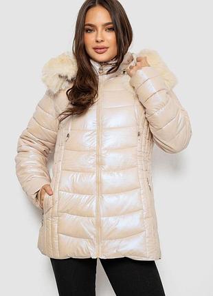 Куртка женская зимняя короткая, цвет бежевый, 244r23-711 46, m