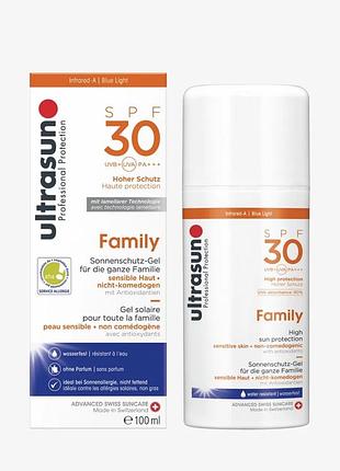 Сонцезахисний гель ultrasun family spf 30 100 мл original швейцарія