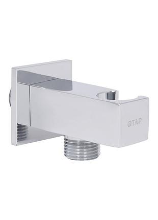 Подключение с держателем для шланга qtap spojeni прямоугольное chrome (fixsit) (qtcrmbh130)