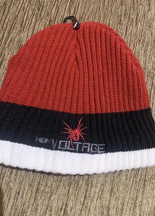 Шапка  marvel spider-man з вишитим логотипом павука та написом "high voltage"