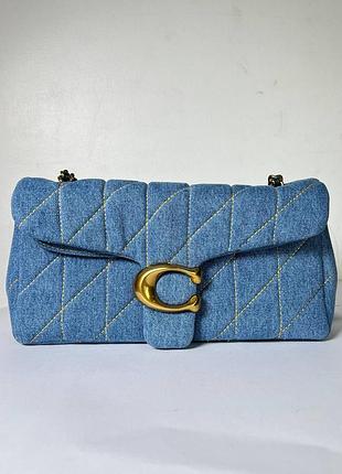 Сумка coach tabby shoulder bag 26 with quilting denim/brass/indigo