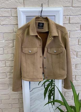 Бежева коричнева куртка піджак, жакет бомбер під замш