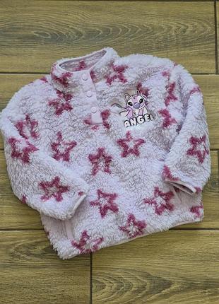 Детская флисовая кофта пуловер primark disney angel лило и стич для девочки 116 (5-6 лет), розовая/фиолетовая