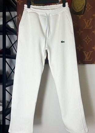 Мужские штани lacoste флис цвет белый