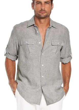 Лляна сорочка massimo dutti в стилі сафарі (100% linen) — розмір s