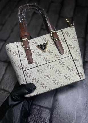 Жіноча сумка guess бежевий+коричневий