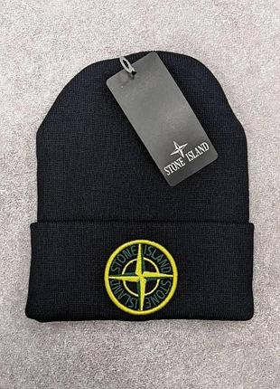 Чоловіча тепла шапка stone island чорна