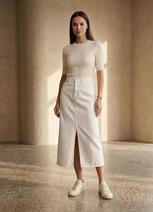Джинсова спідниця біла uniqlo s