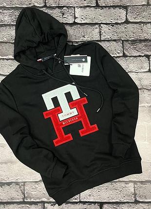 Женское черное худи tommy hilfiger | женская толстовка черный цвет томи хилфигер s m размер
