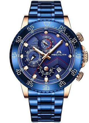 Стильные часы megalith 8228m | stainless steel band blue