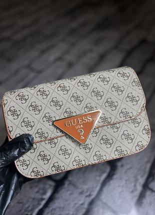 Женская сумка guess бежевый+рыжий