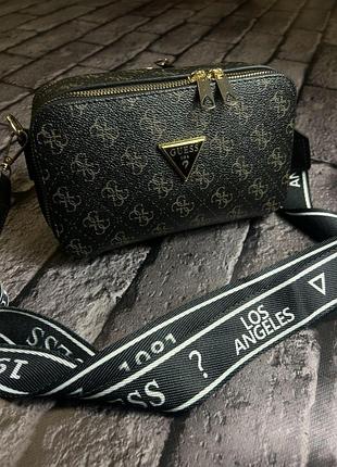 Premium женская сумка guess черный+коричневый