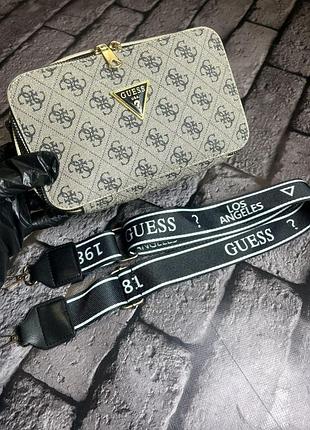 Жіноча сумка guess бежевий+чорний