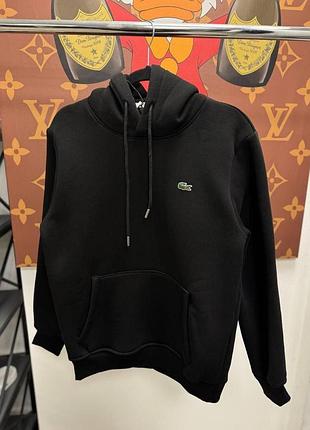Хит продаж мужское худи на флисе lacoste черный цвет