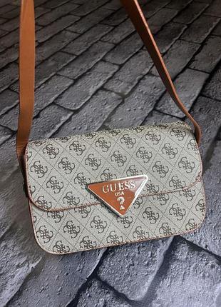Жіноча сумка guess бежевий+рижий