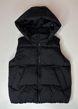 H&m новая дутая стильная теплая жилетка со съемным капюшоном