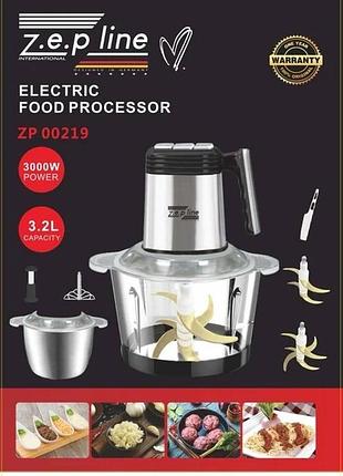 Кухонный измельчитель 6 в 1 zepline zp-00219 (3000 вт / две чаши 3 л и 2 л / нержавеющая сталь и стекло)