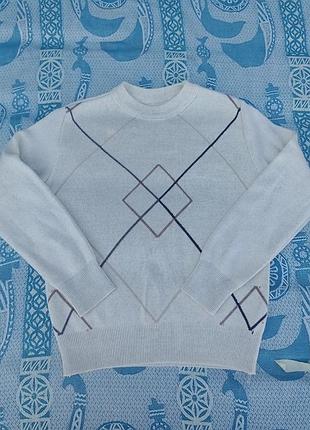 Теплый шерстяной свитер с круглым вырезом на мальчика от 3-4-5-6 лет