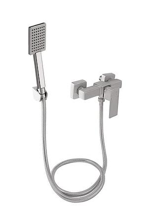 Змішувач для душу lidz kubis 010 (з душовим гарнітуром) (k35) nickel (ldkub010nks28535)