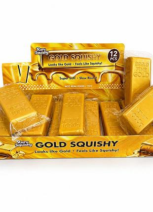 Антистресс-игрушка squishy gold (золотой слиток) 13 см, мягкий сквиш для детей и взрослых