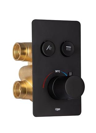 Смеситель для душа qtap votice термостатический скрытого монтажа на два потребителя black matt (qtvot6442t105nkb)