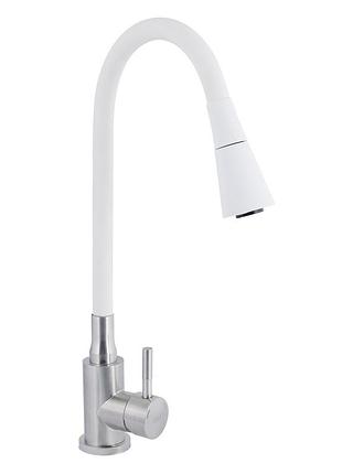 Змішувач для кухні lidz aria 015f31 з гнучким виливом (k35) white / nickel (ldari015f31wnk36981)