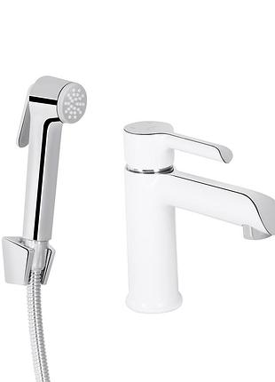 Смеситель для раковины qtap grand (с гигиеническим душем) chrome/white (qtgra272crw45671)