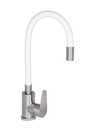 Змішувач для кухні lidz vida 015f3 з гнучким виливом (k35) white / nickel (ldvid015f3whi43357)