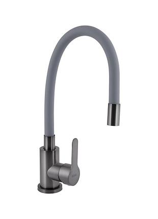 Смеситель для кухни brinex pure 015f3 с гибким изливом graphite/grey