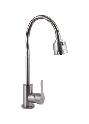 Смеситель для кухни brinex pure 015f41 с гибким изливом nickel (bripur015f41nkl)
