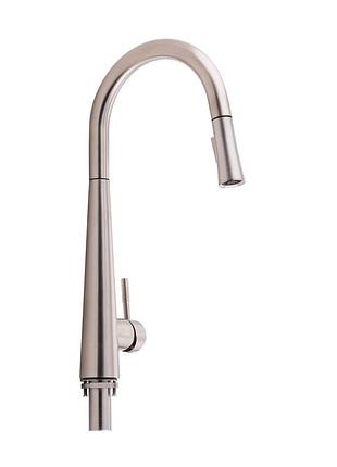 Змішувач для кухні qtap evicka з висувним виливом brushed nickel pvd (qtevi91103un)