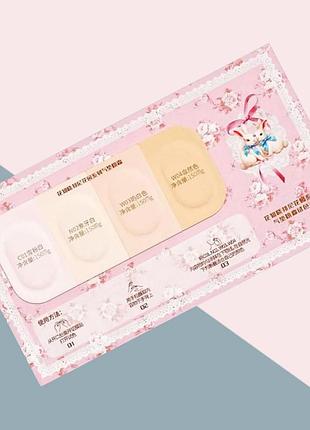 Тестер тональної основи flower knows bunny garden cushion foundation набір 4 відтінки