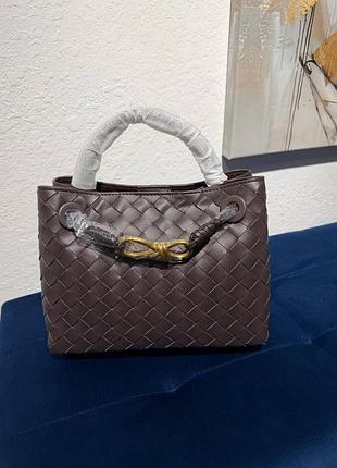 Брендова плетена сумка bottega veneta натуральна шкіра, колір шоколад