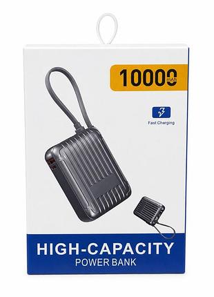 Павербанк 10000 mah быстрая зарядка 22,5w с дисплеем и встроенным кабелем type-c