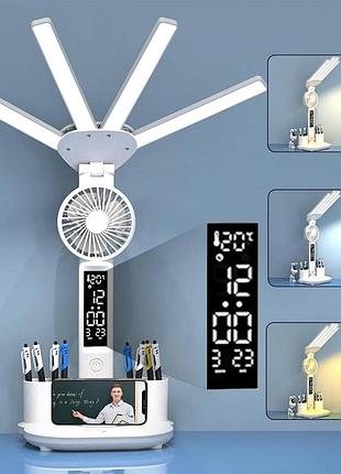 Акумуляторна led лампа / настільна лампа 3в1 з акумулятором 3200мач та usb-дисплеєм / акумуляторна led лампа-органайзер з