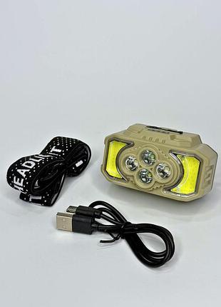 Налобный фонарь hx-815 со сменным аккумулятором (18650) с красным светом, 6 режимами, индикатором заряда