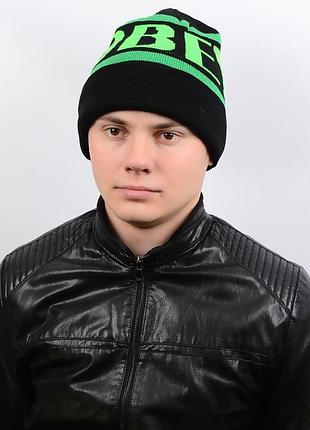 Шапка 13163 чорний-зелений