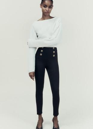 Лосини жіночі h&m чорні трикотажні лосини з ґудзиками хс