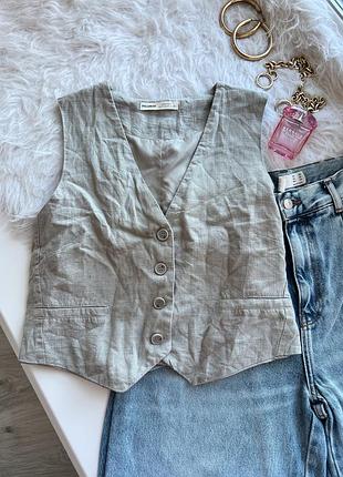 Трендовий топ жилетка з льоном pull&bear