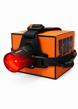Налобный фонарь bl-t201-tg с красным светом, 2 сменными аккумуляторами, фокусом и дополнительным задним светом