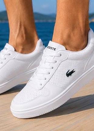 Чоловічі кеди lacoste white | білі кросівки | розміри 40–45 стільні кеди новинка мужские /подростковые кеди на лето /осень