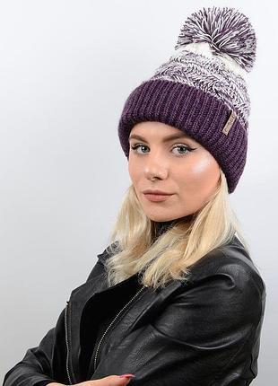 Шапка keri 17008 сирень-молоко